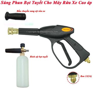 Súng Phun Bọt Tuyết Cho Máy Rửa Xe Gia Đình-Bình Phun Bọt Tuyết-Súng Xịt Rửa Xe