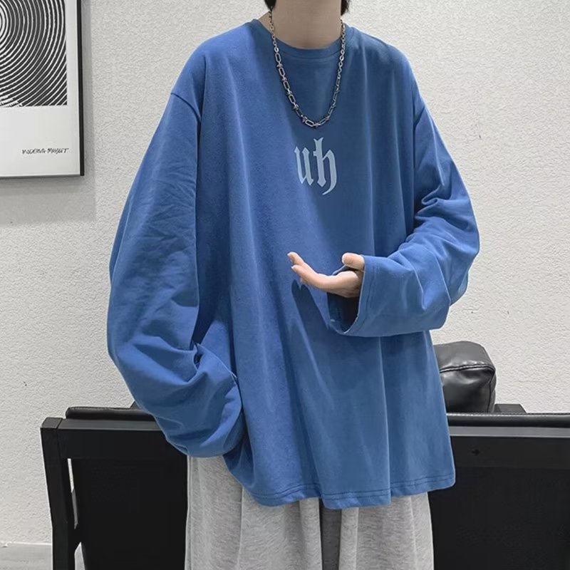 Áo Thun Tay Dài Dáng Rộng In Chữ Phong Cách Hàn Quốc Thời Trang Mùa Thu Cho Nam Và Nữ size M-8XL