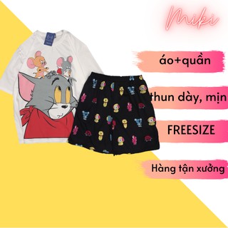 Đồ Bộ Hoạt Hình Unisex Tom And Jerry - Miki VN, Chất Liệu Thun Cotton Co Dãn 4 Chiều Thoáng Mát, Dày Dặn, Freesize