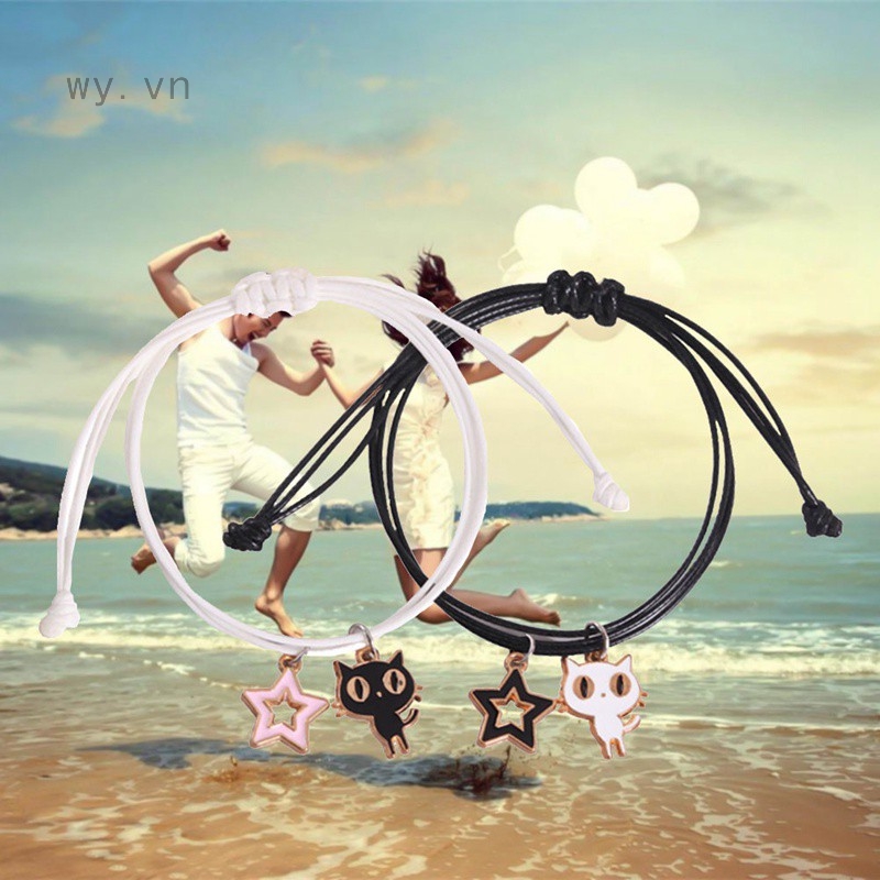 Set 2 vòng đeo tay thời trang hình mèo đáng yêu cho cặp đôi