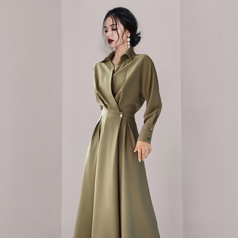 Đầm Satin Dài Tay Thời Trang Pháp 2022 Chất Lượng