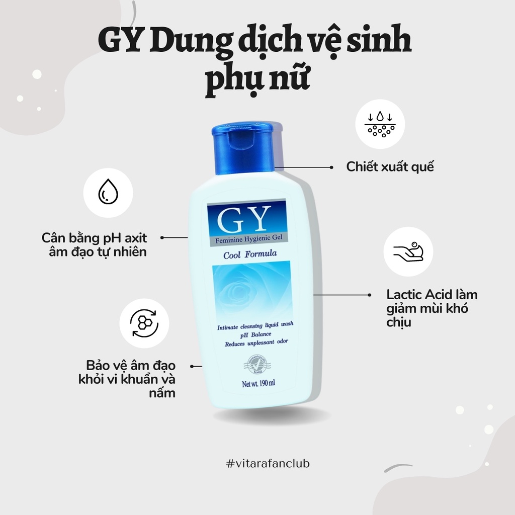 Dung dịch vệ sinh phụ nữ GYNO FEMININE HYGIENIC GEL giúp làm sạch, giảm mùi hôi, ngăn ngừa nấm vi khuẩn 190ml