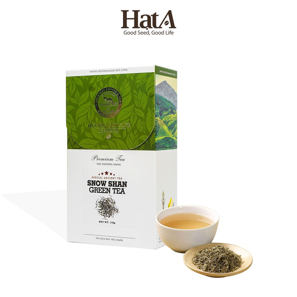 Trà san tuyết Suối Giàng thượng hạng Hương Mai Cafe Premium Snow Shan Green Tea 100% lá trà non núi cao 115gr