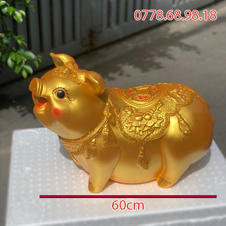 Heo đất to khổng lồ, lợn đất vàng tiết kiệm size to lớn quà cưới dài 60cm, 65cm và 70cm