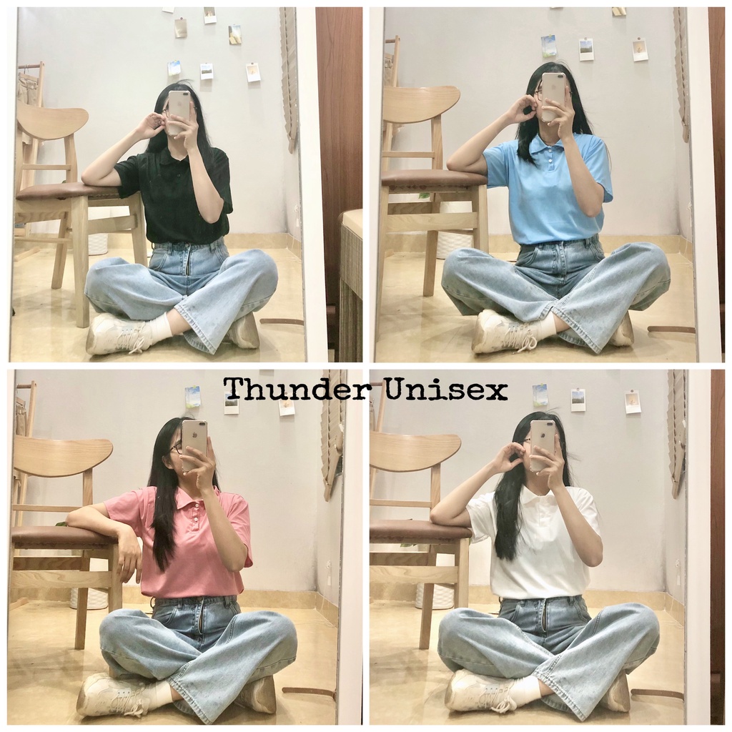 Áo thun POLO BASIC THUNDER Unisex phông trơn nam nữ tay lỡ mùa hè oversize form rộng thời trang phong cách Hàn Quốc | BigBuy360 - bigbuy360.vn