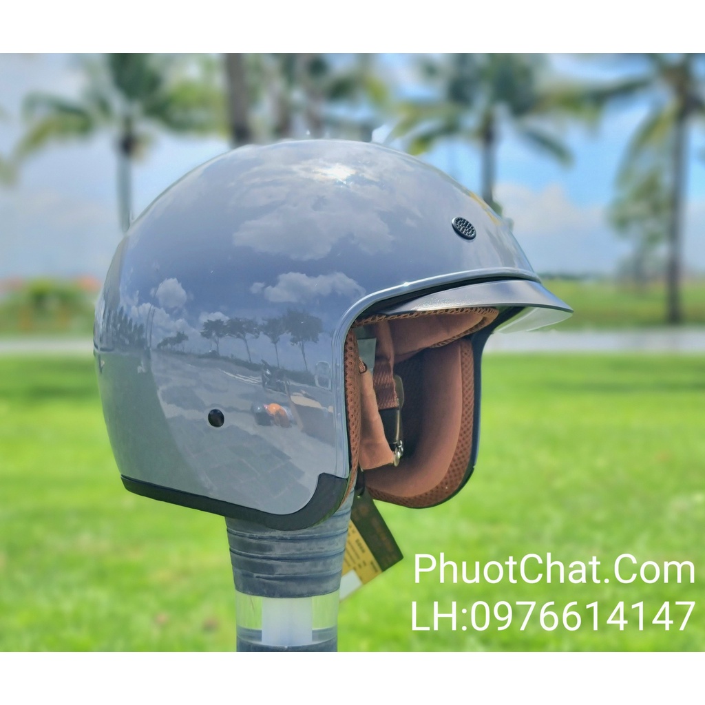 Nón bảo hiểm 3/4 kính âm M139 màu xi măng cao cấp