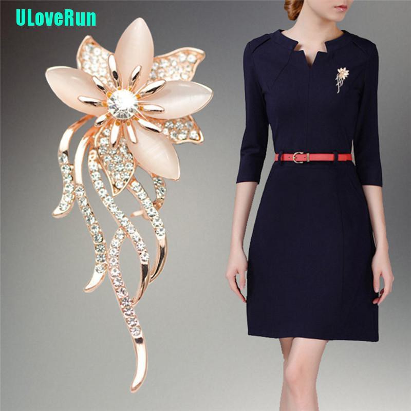 Ghim Cài Áo Hình Hoa Đính Đá Opal Thời Trang Cho Nữ