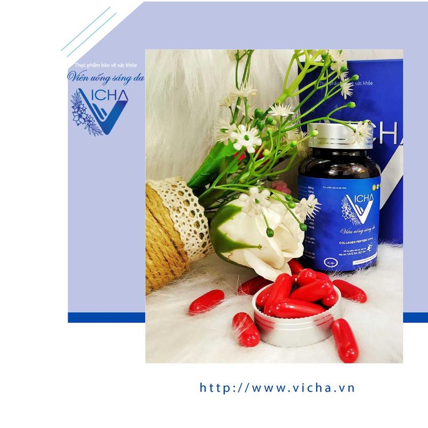Viên uống Collagen, giúp sáng da, mờ nám, chống lão hóa da, Vicha collagen