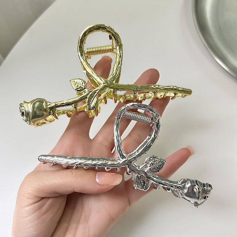 Kẹp Tóc Hình Hoa Hồng Bằng Kim Loại Thời Trang Cho Nữ