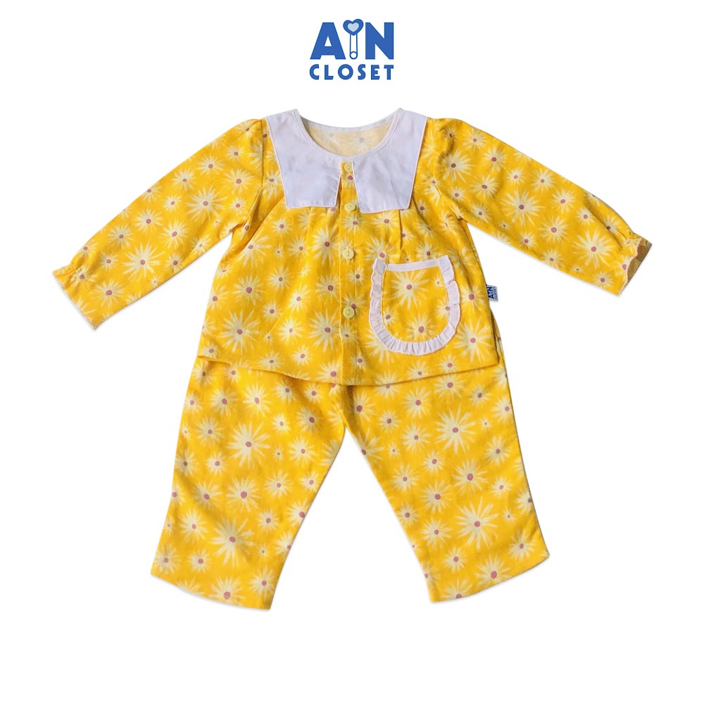 Bộ quần áo dài bé gái họa tiết Cúc đồng tiền thô trà bông - AICDBGLNKFX4 - AIN Closet