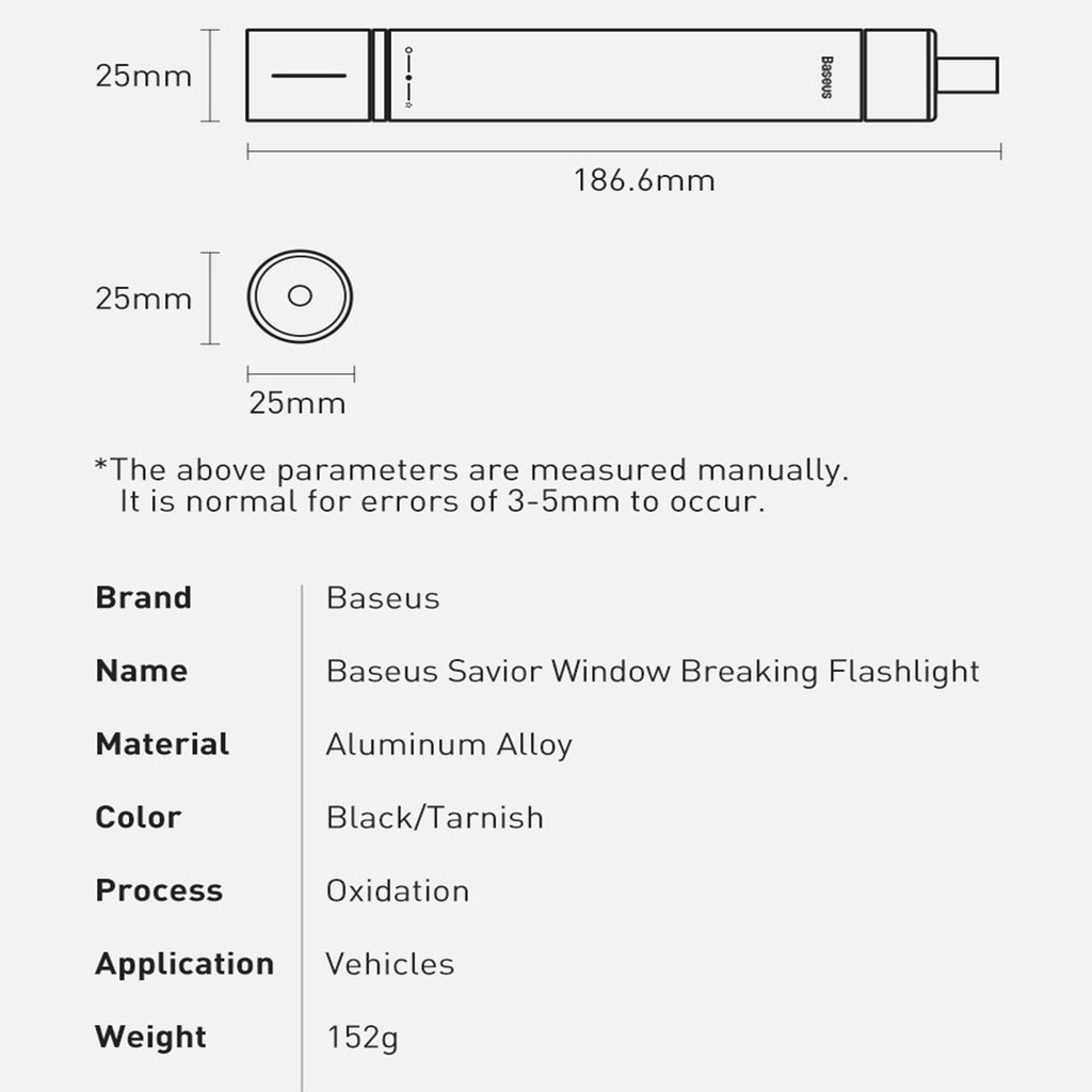 Dụng cụ sinh tồn tích hợp đèn Flash Baseus Savior Window Breaking Flashlight