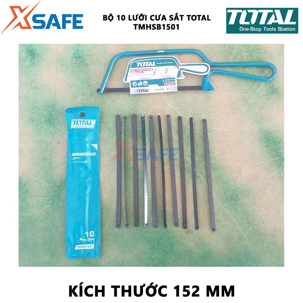 Bộ 10 lưỡi cưa sắt TOTAL TMHSB1501 | lưỡi khung cưa sắt kích thước 152mm, có 24 răng cưa, 10 cái / bộ chất liệu 65Mn