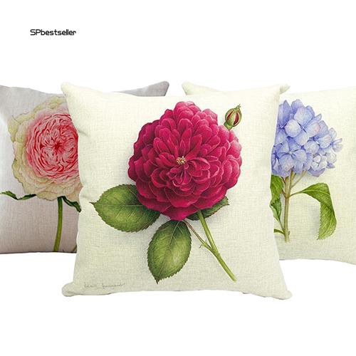 Vỏ gối sofa vải lanh in hoa phong cách vintage