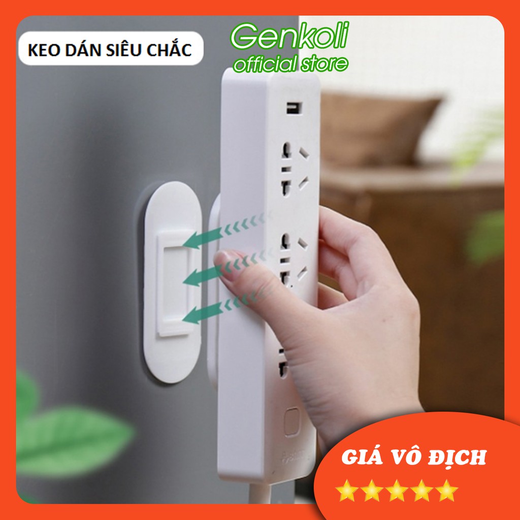 Miếng dán treo ổ cắm điện đa năng, giá treo ổ cắm điện tiện lợi dán tường Genkoli shop