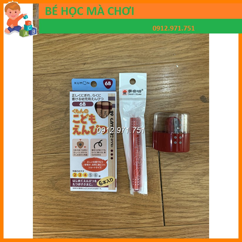 Combo 1 hộp bút chì Kumon+ 1 nối chì+ 1 gọt chì