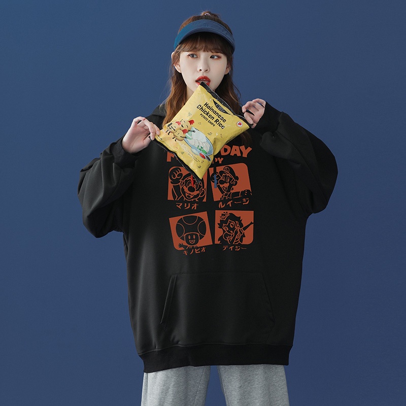 Áo sweater IFNICEFUTURE dài tay dáng rộng phong cách mùa xuân sành điệu cho nam nữ