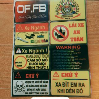 Decal,tem cảnh báo mini dán xe