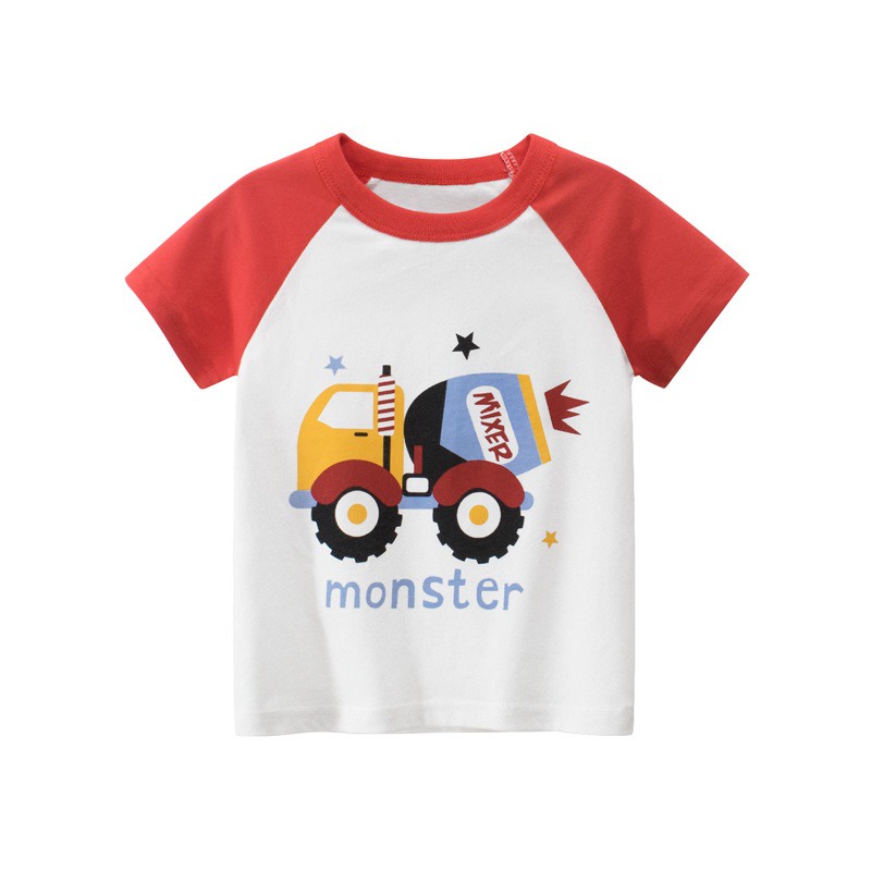 Áo thun bé trai 27KIDS áo cộc tay in hình vui nhộn chất cotton QATE 559