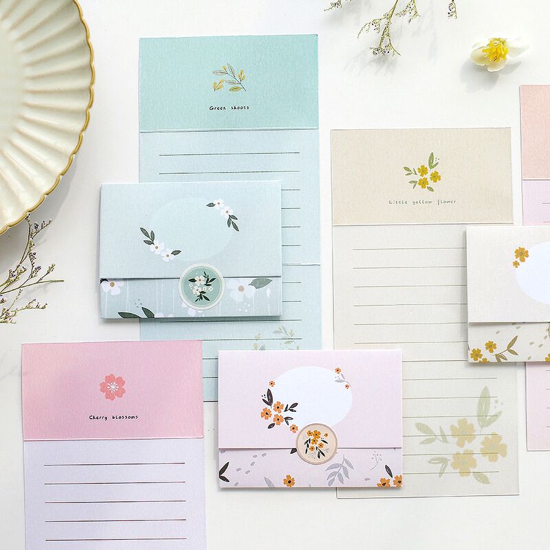 Set 2 Thiệp gấp pastel Hoa Trái kèm sticker dán - 22.5x11cm