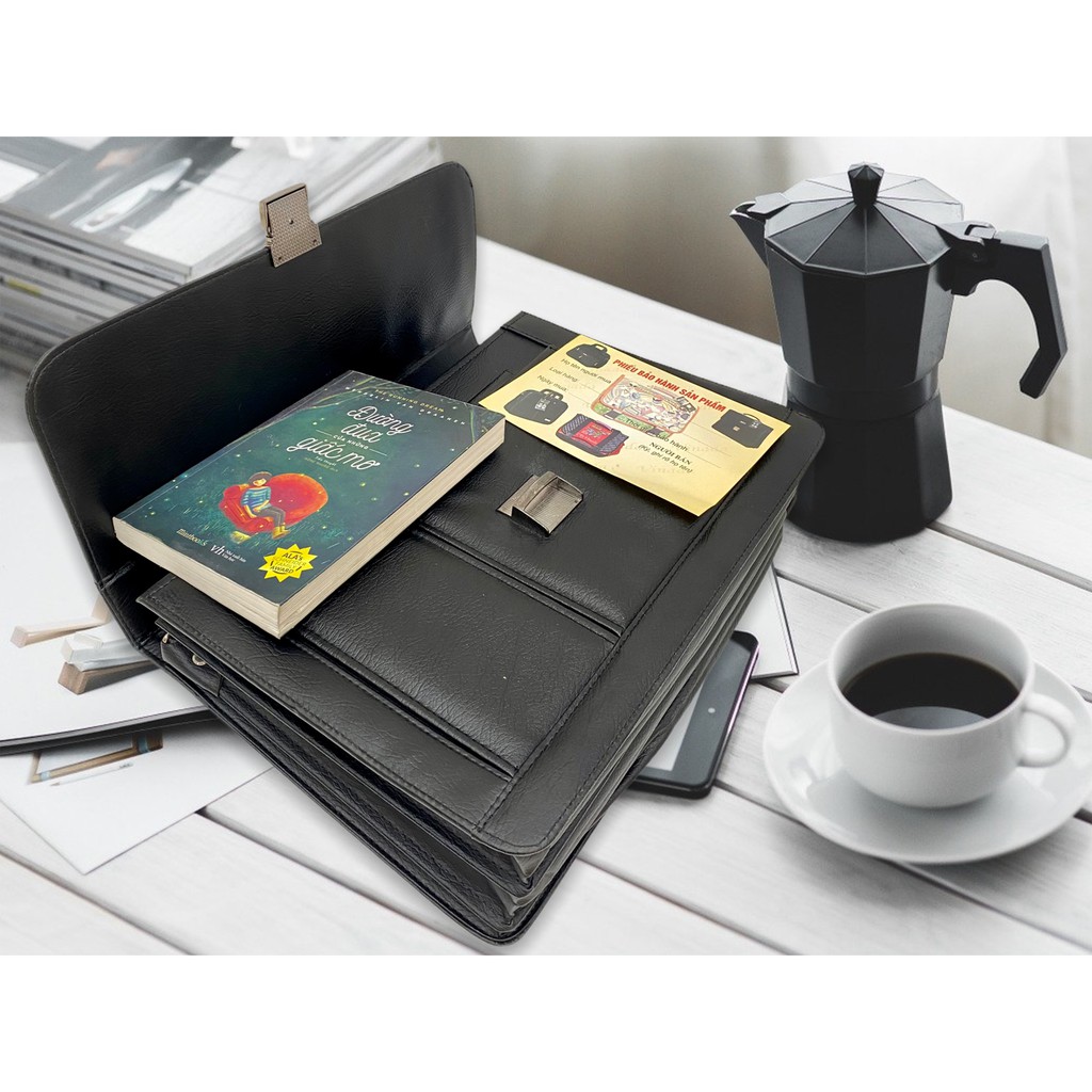 Cặp da công sở tay rút hộp lệch VINADA