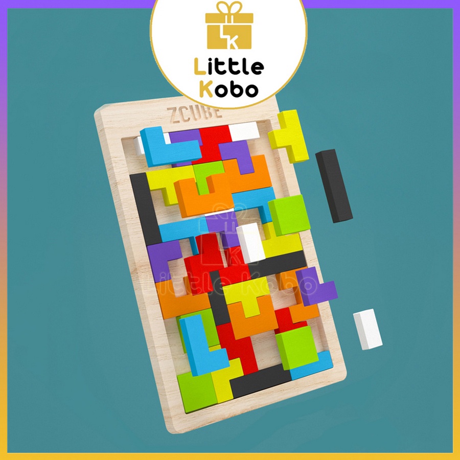 Đồ Chơi Xếp Hình Bằng Gỗ Khối Lắp Ráp Thông Minh Xếp Gạch Tư Duy Trí Tuệ Puzzle Tetris ZCube