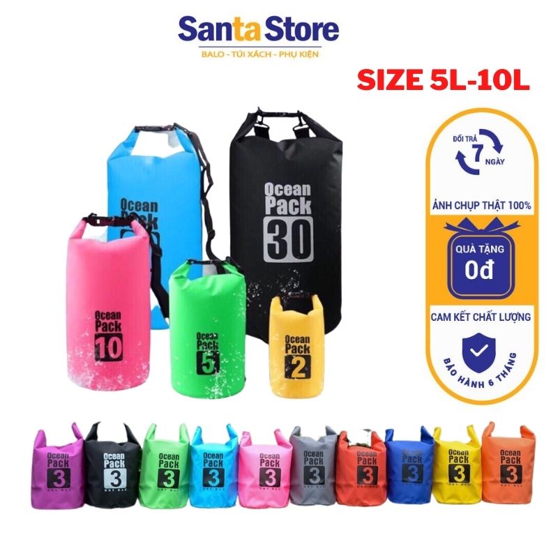 Túi đi biển balo chống nước đi bơi, du lịch ngoài trời 2L 3L 5L 10L 15L 20L đựng quần áo, ví tiền, điện thoại, làm phao