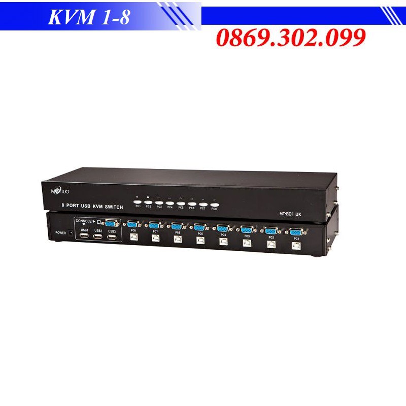 Bộ Switch KVM 8 port KVM 1-8 - 8 cây ra 1 màn hình chính hãng MT-Viki