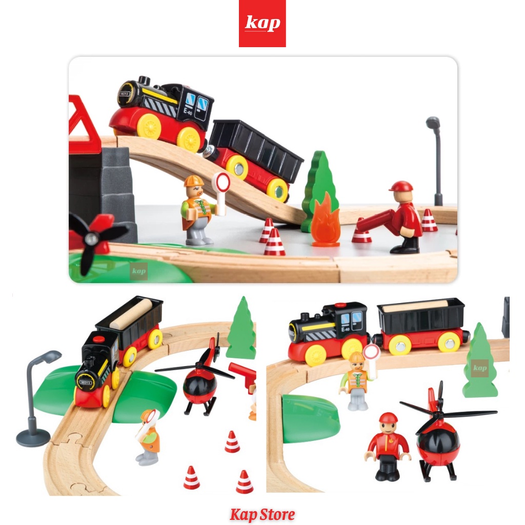 BỘ ĐỒ CHƠI ĐƯỜNG RAY XE LỬA GỖ - SET KHAI THÁC GỖ (FOREST TRACK); TƯƠNG THÍCH BRIO, HAPE, LIDL, IKEA