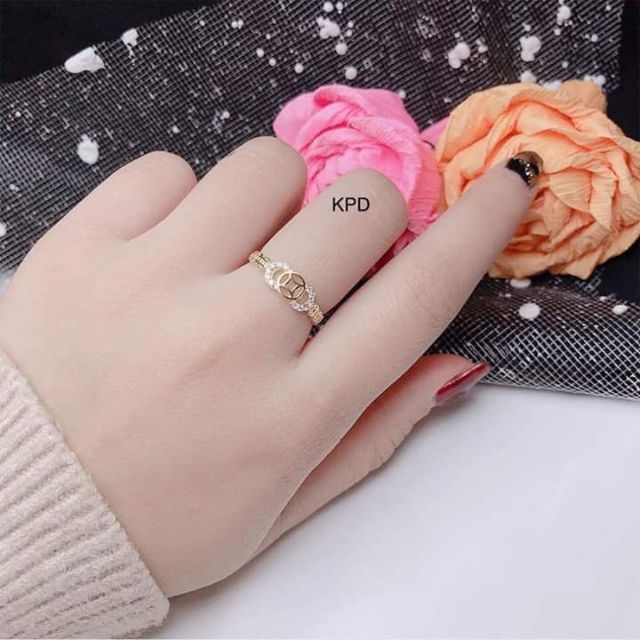 Nhẫn bạc ta kim tiền đính đá xi 3 lớp vàng 24k