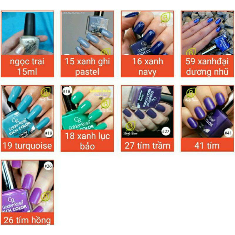 Combo sơn móng tay bóng thường khô nhanh Golden Rose Rich color