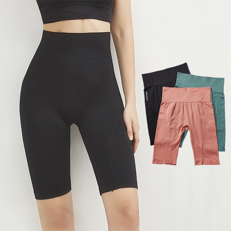 Quần Legging Năm Tấc Mềm Mại Co Giãn Thoáng Khí Nâng Mông Lưng Cao Không Đường May Cho Nữ
