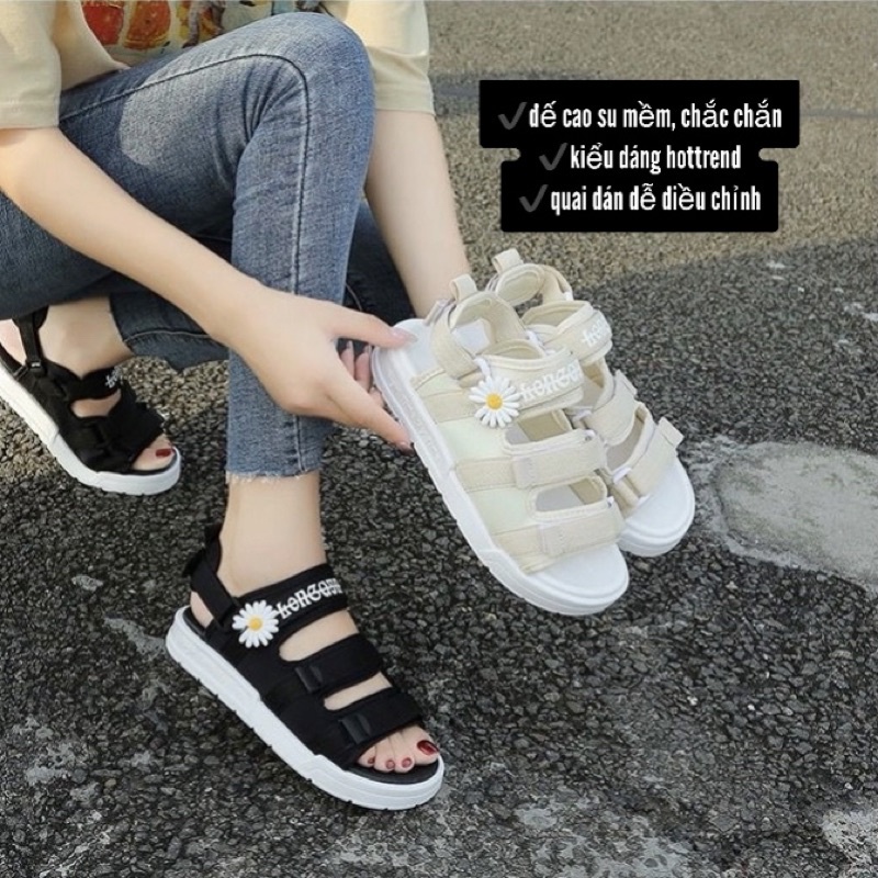 Dép sandal hoa cúc đế cao 4cm hottrend 2021 D137