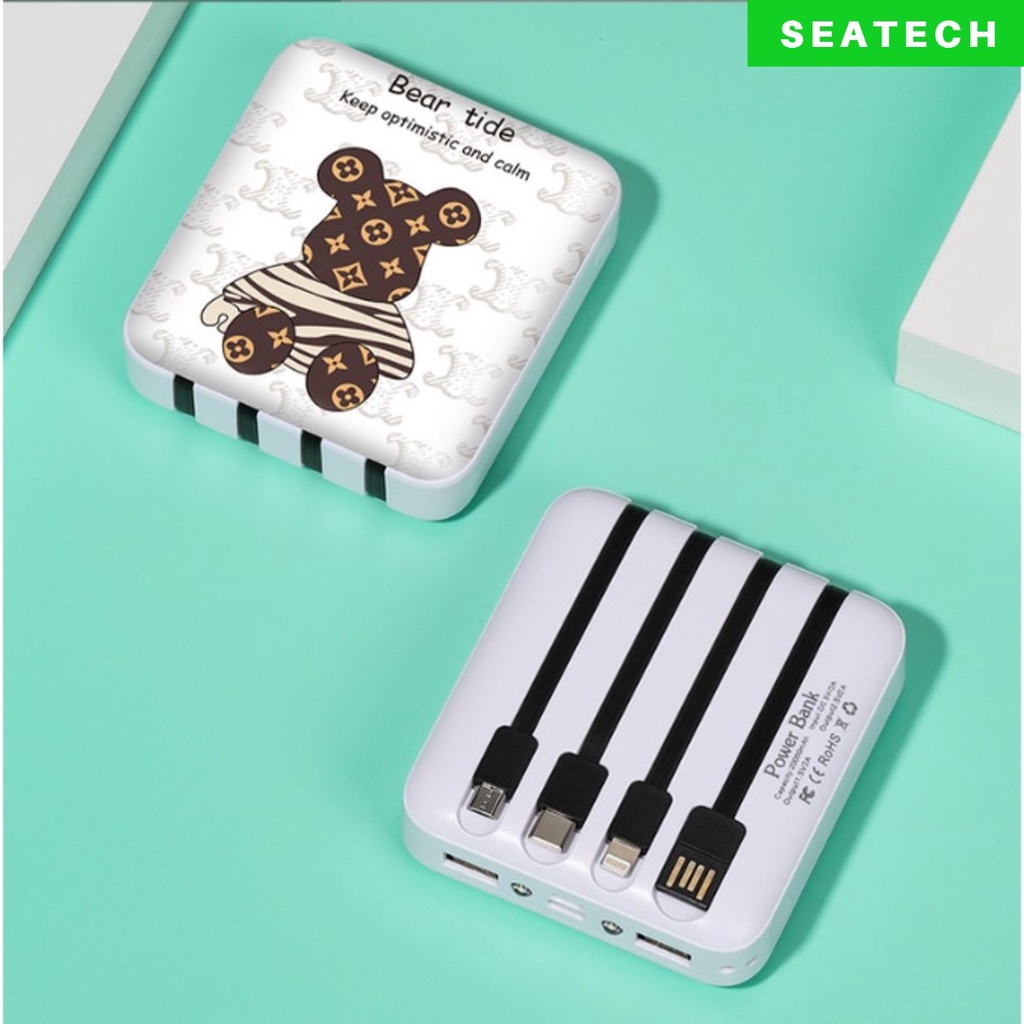 Sạc dự phòng họa tiết Gấu Brick Bear 20000mAh Sạc nhanh 2.1A Hỗ Trợ Sạc 4 Thiết Bị Cùng Lúc