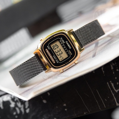Đồng hồ Nữ Casio LA670WEMB-1, đồng hồ chính hãng, đen full dây mesh