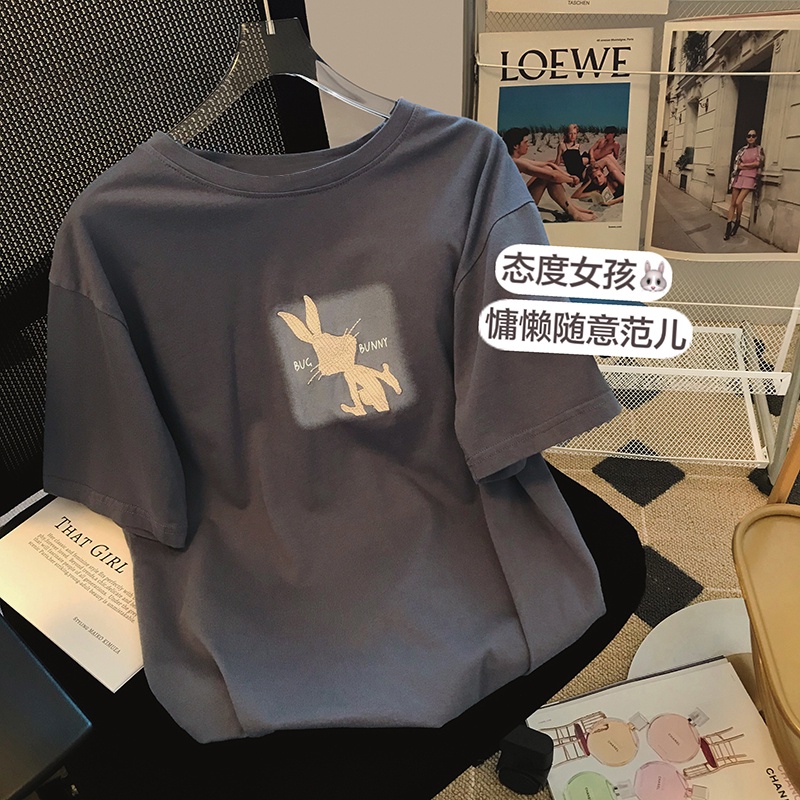 NRVP Áo thun cotton tay ngắn cổ tròn thời trang mùa hè phong cách Hàn Quốc cho nữ