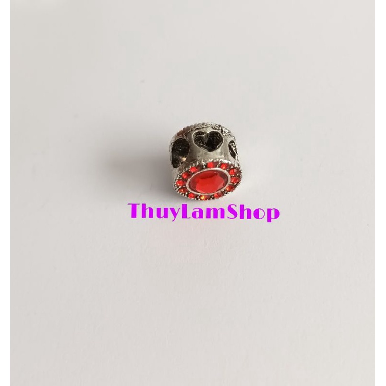 Pandora charm  đính đá pha lê đỏ xâu vòng Panda siêu bền đẹp