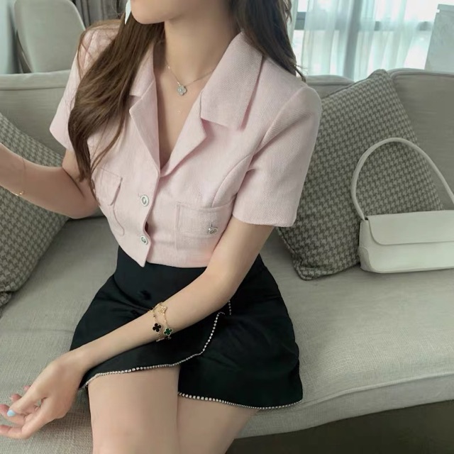 Sơ mi croptop Haroo #114 (có ảnh thật) | BigBuy360 - bigbuy360.vn