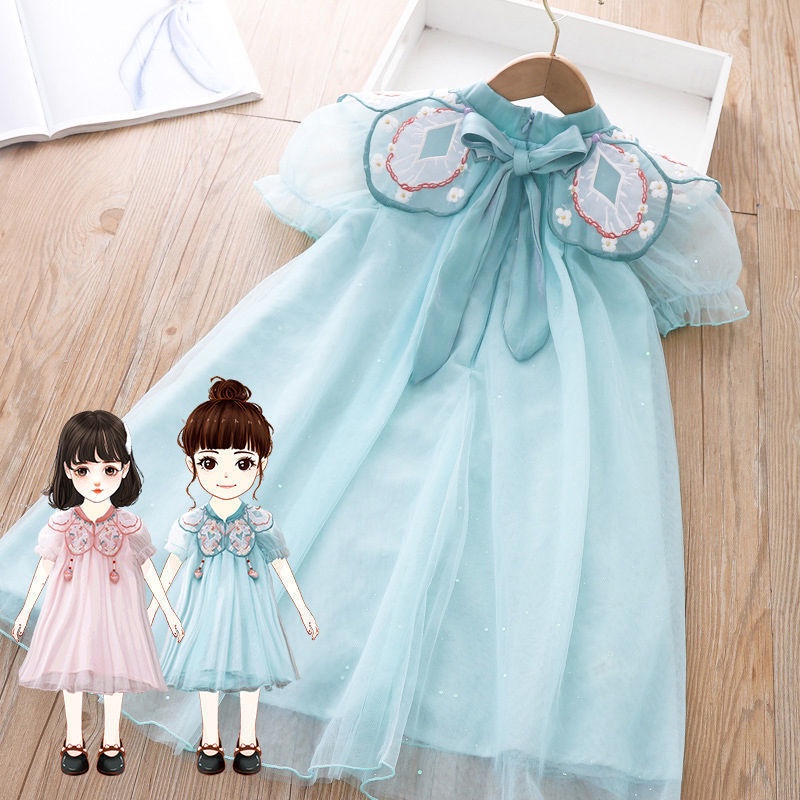 Đầm Hán Phục Thêu Họa Tiết Phong Cách Trung Hoa Cho Bé Gái