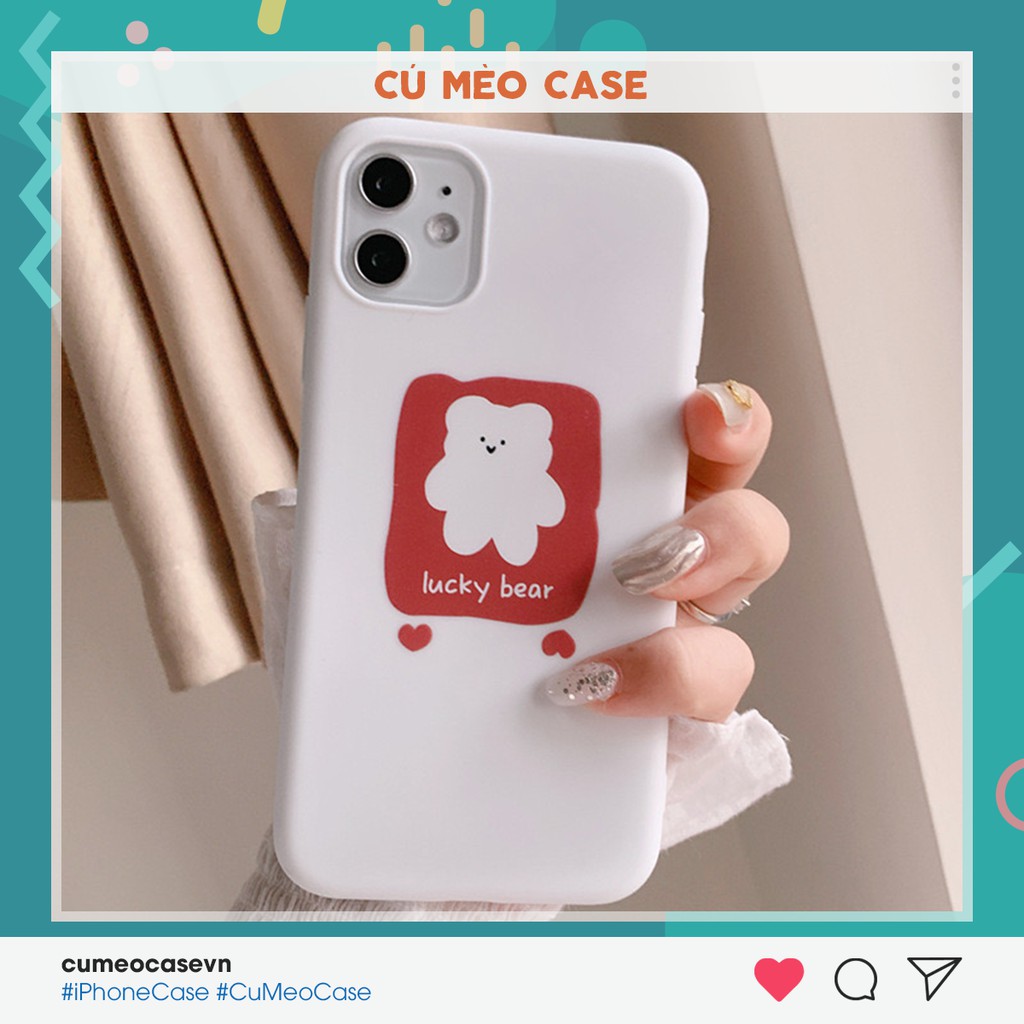 Ốp Onion gấu lucky bear đỏ iPhone 7 8 7 Plus 8 Plus X Xs Xr XsMax iPhone 11 11 Pro 11 Promax