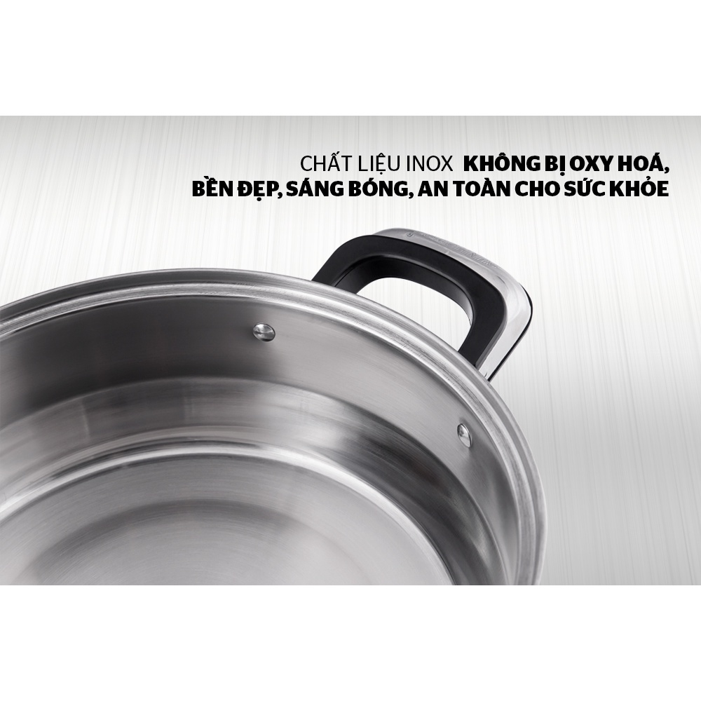 Nồi lẩu inox 1 đáy SUNHOUSE SHL26 - Nồi ăn lẩu bếp từ 26cm, Hàng Chính Hãng