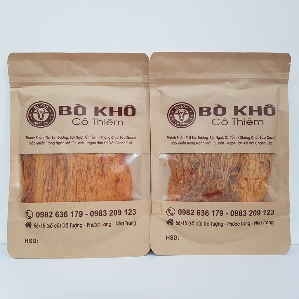 Khô Bò Cô Thiêm 200g - Bò Tươi 100%, Miếng To Mềm, Siêu Ngon