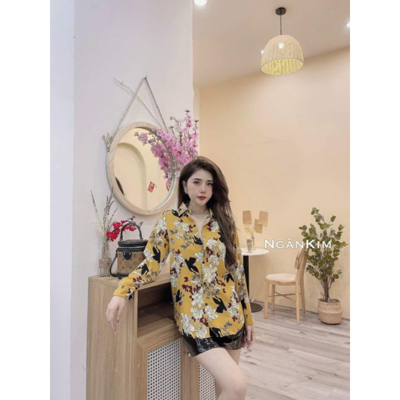 ÁO SƠ MI LỤA HOA VÀNG