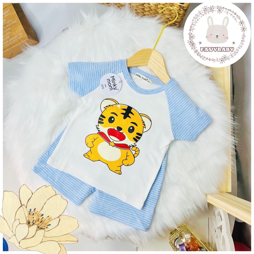 Bộ MINKY MOM Tay Ngắn Bé Trai Bé Gái 8 - 20kg Chất Cotton Hàn Hình Hổ Pony Sọc Dệt Trẻ Em 0 1 2 3 4 5 6 Tuổi - Favybaby