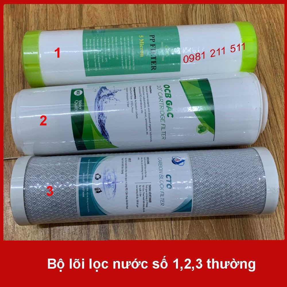 Bộ lõi lọc nước số 1,2,3 thường dùng cho máy lọc nước