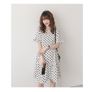 Váy bầu xinh xắn họa tiết chấm bi , chất đẹp PG118