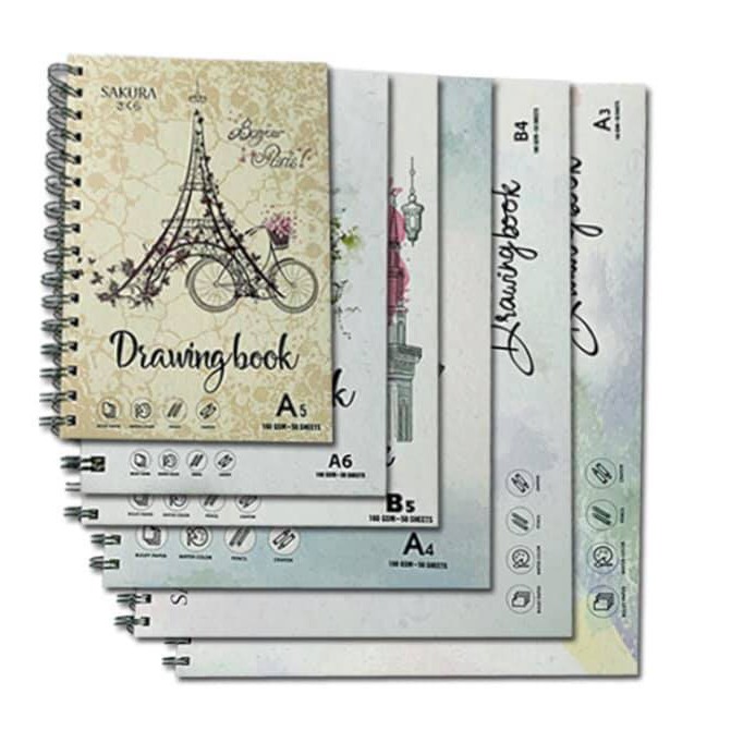 Sổ vẽ màu nước Sakura a3/a4/a5 50 tờ, sketchbook a3 hàng Việt chất lượng cao