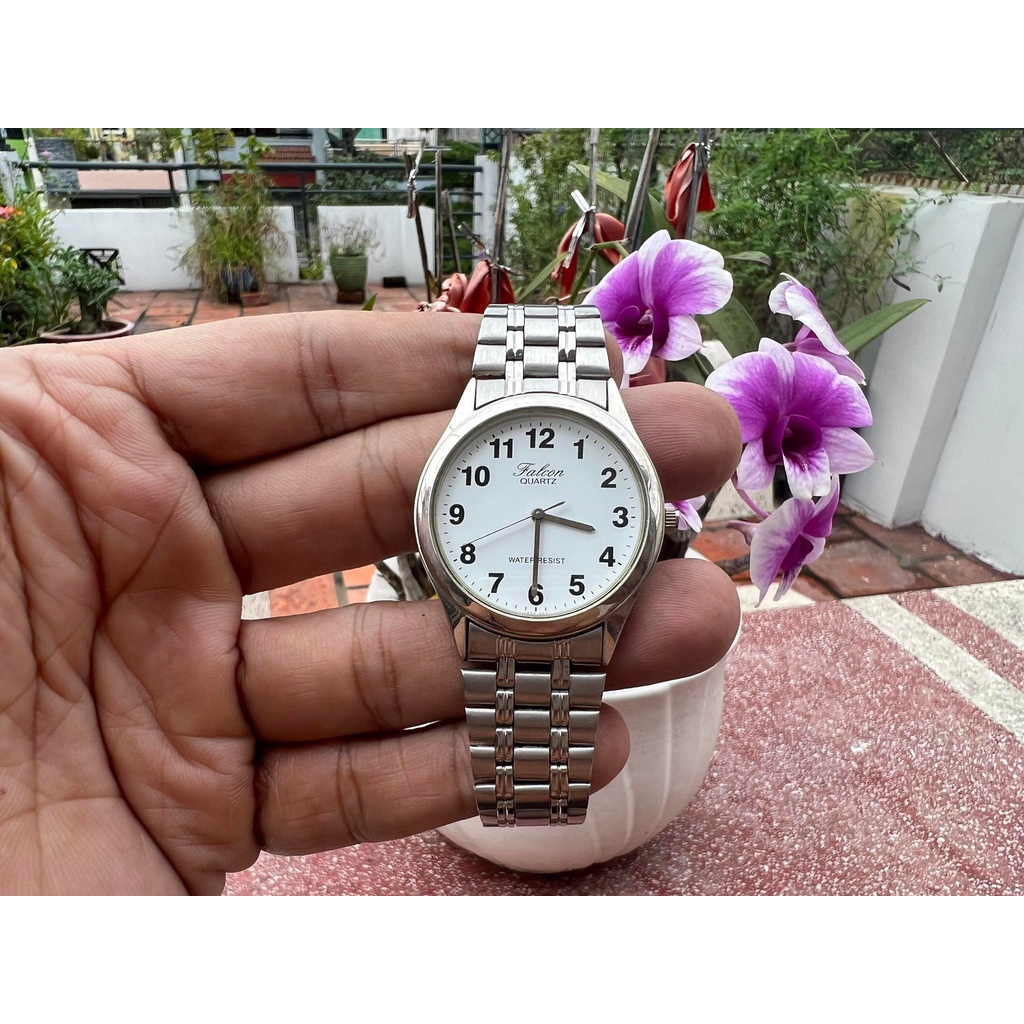 Đồng hồ Falcon Nam mặt trắng chính hãng mới 90%. lên tay rất đẹp