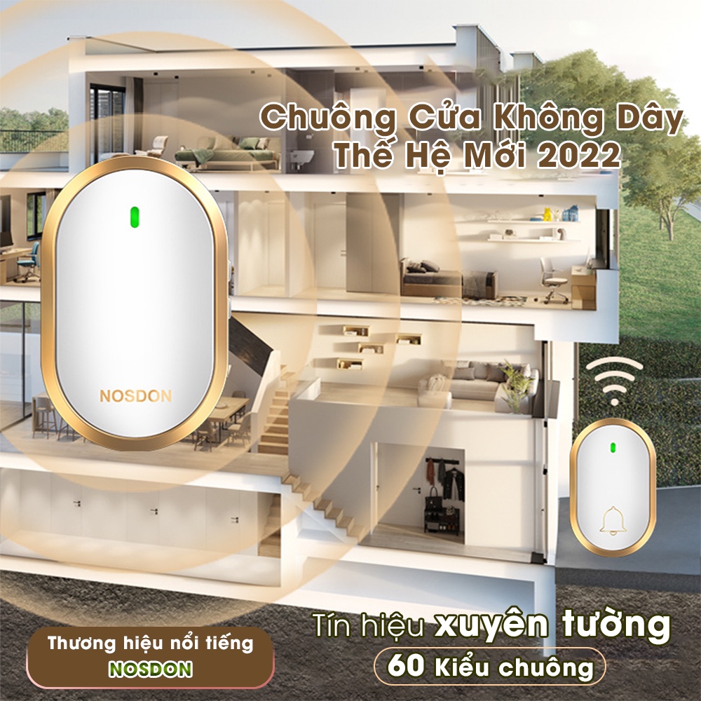 Chuông Cửa Không Dây Thông Minh Xuyên Tường Chống Nước Không Dùng Pin Truyền Xa 300m Cực Nhạy - Automatik