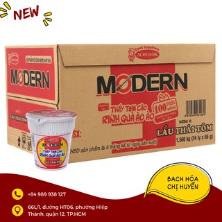Thùng 24 ly mì Modern hương vị lẩu Thái tôm 65g