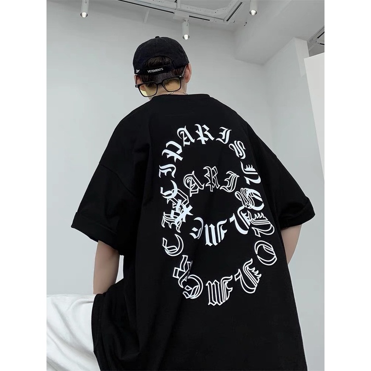 Áo thun unisex chữ phông nam nữ tay lỡ oversize form rộng